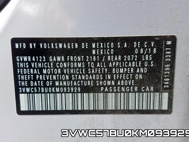 3VWC57BU0KM093929 фото 2