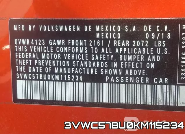 3VWC57BU0KM115234 фото 10