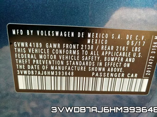 3VWDB7AJ6HM393648 фото 2