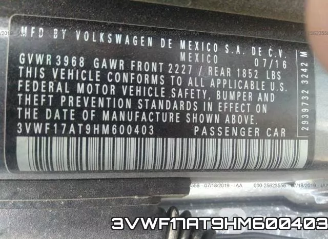 3VWF17AT9HM600403 фото 10