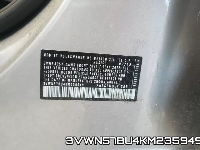 3VWN57BU4KM235949 фото 2