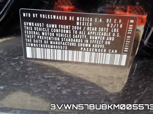 3VWN57BU8KM005573 фото 2