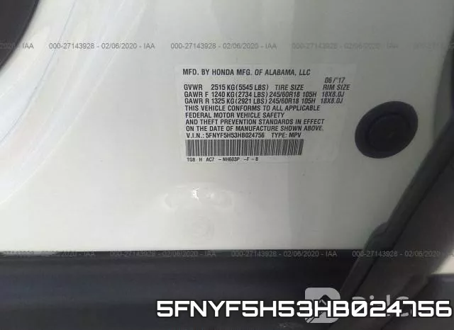 5FNYF5H53HB024756 фото 10