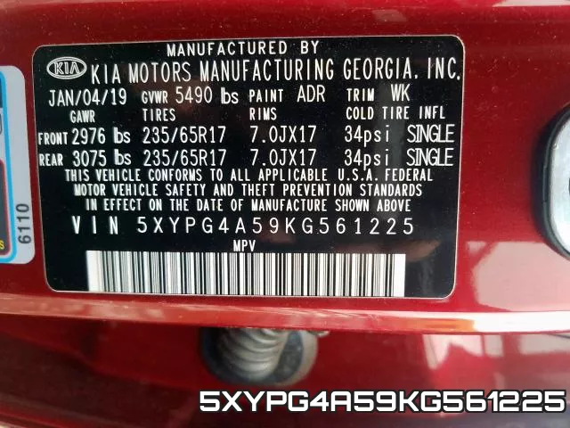 5XYPG4A59KG561225 фото 2