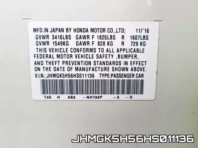 JHMGK5H56HS011136 фото 2