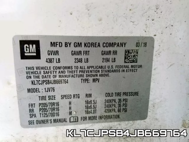 KL7CJPSB4JB669764 фото 2