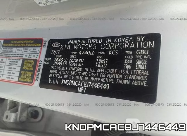KNDPMCAC8J7446449 фото 10