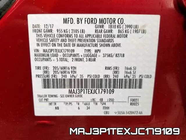 MAJ3P1TEXJC179109 фото 2