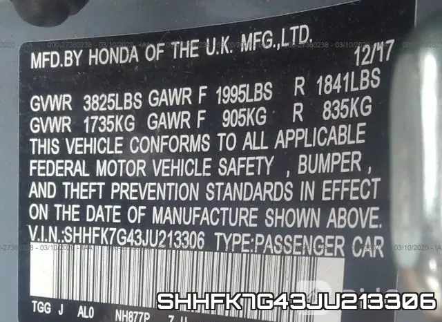 SHHFK7G43JU213306 фото 10