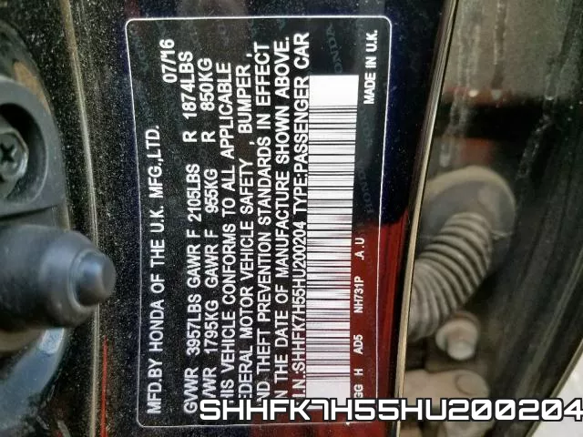 SHHFK7H55HU200204 фото 2