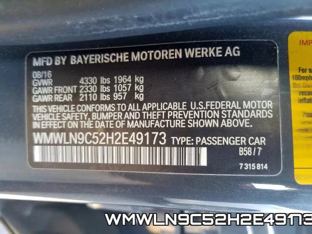 WMWLN9C52H2E49173 фото 2