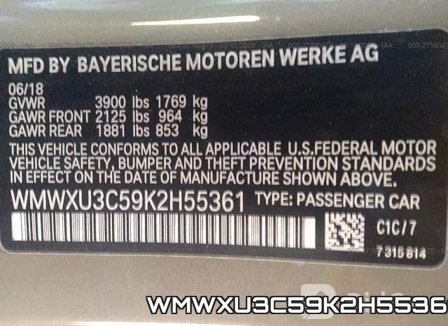 WMWXU3C59K2H55361 фото 10