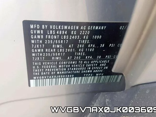 WVGBV7AX0JK003609 фото 2