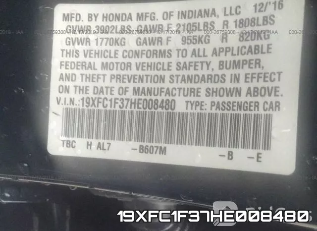 19XFC1F37HE008480 фото 10