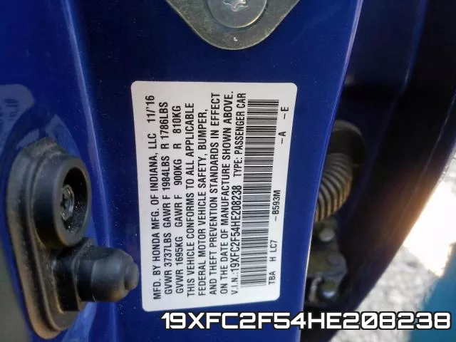 19XFC2F54HE208238 фото 2