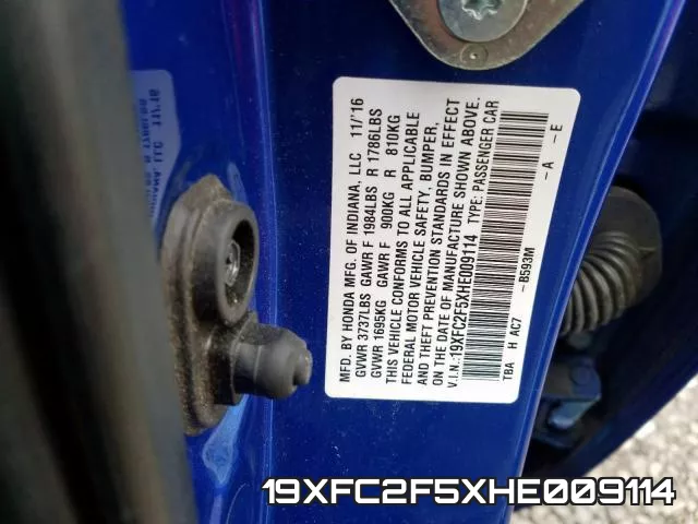 19XFC2F5XHE009114 фото 2