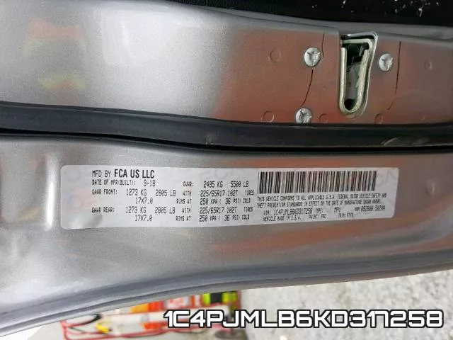 1C4PJMLB6KD317258 фото 2