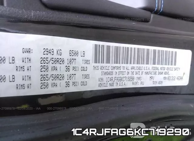 1C4RJFAG6KC719290 фото 10