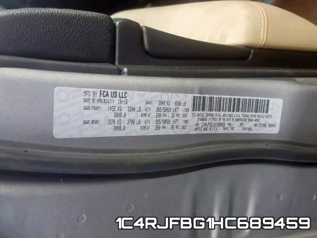 1C4RJFBG1HC689459 фото 2