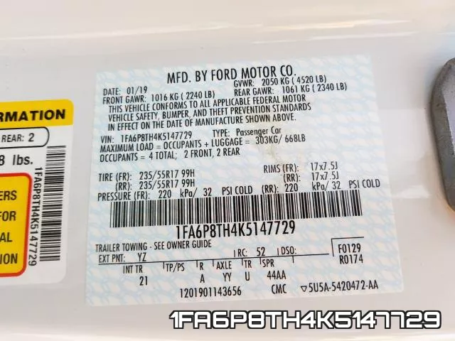 1FA6P8TH4K5147729 фото 2