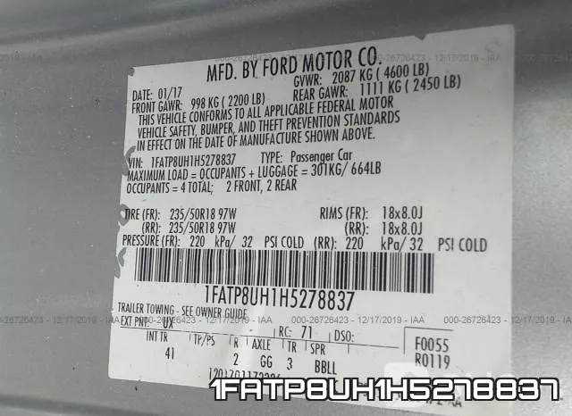 1FATP8UH1H5278837 фото 10