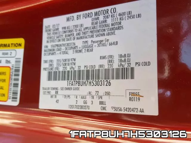 1FATP8UH7H5303126 фото 2