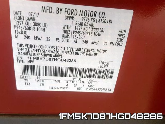 1FM5K7D87HGD48286 фото 2
