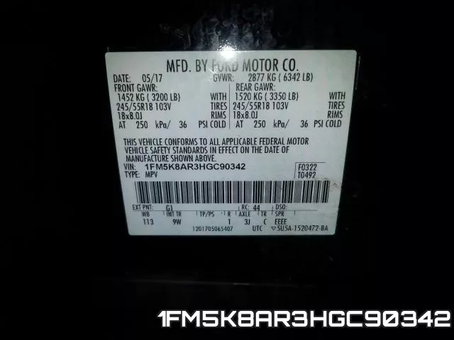 1FM5K8AR3HGC90342 фото 2