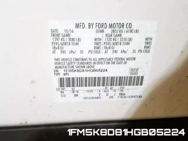 1FM5K8D81HGB05224 фото 2