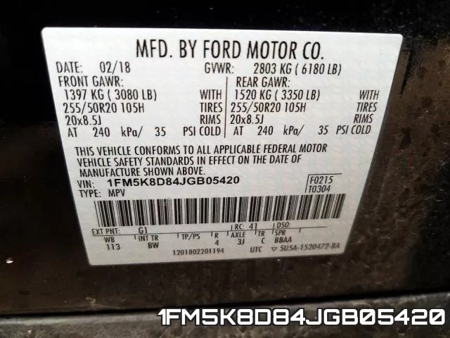 1FM5K8D84JGB05420 фото 2