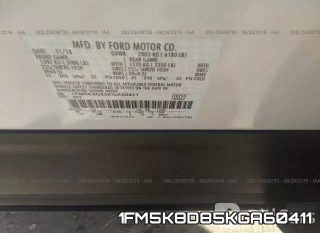 1FM5K8D85KGA60411 фото 10