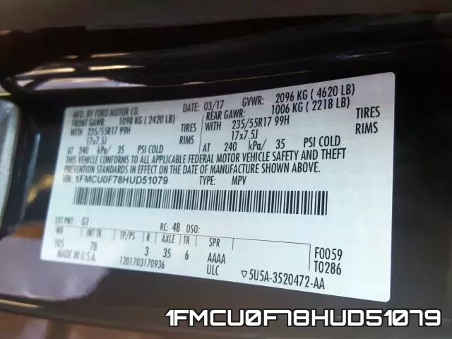 1FMCU0F78HUD51079 фото 2