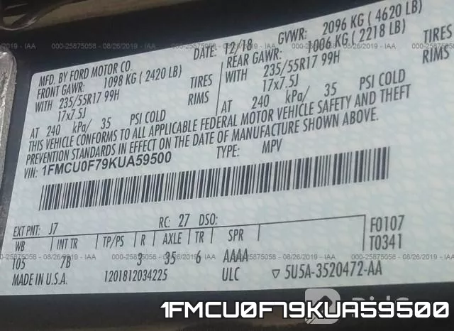 1FMCU0F79KUA59500 фото 10