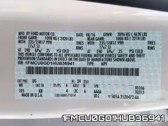 1FMCU0GD1HUB36941 фото 2