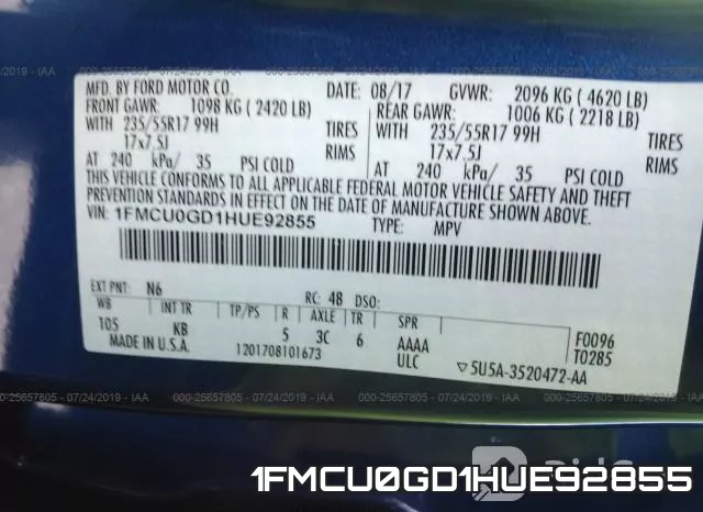 1FMCU0GD1HUE92855 фото 10