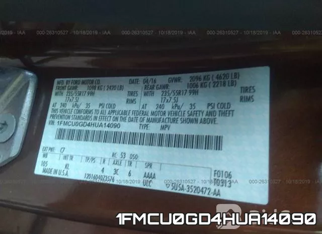 1FMCU0GD4HUA14090 фото 10