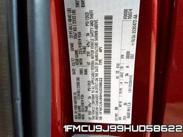 1FMCU9J99HUD58622 фото 2