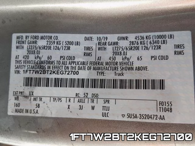 1FT7W2BT2KEG72700 фото 2
