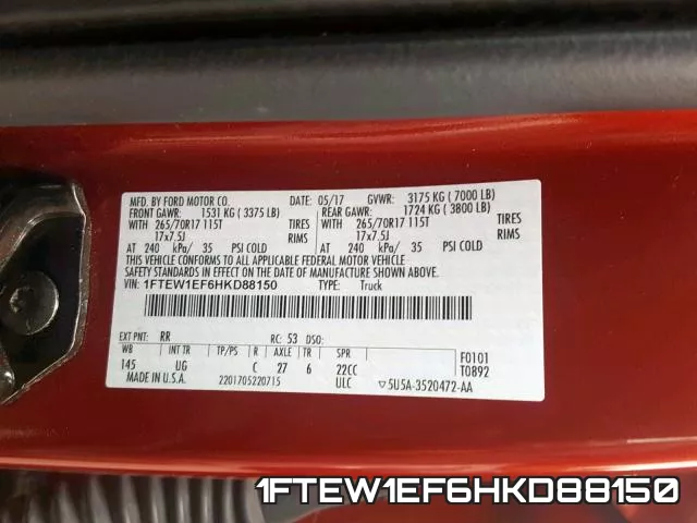 1FTEW1EF6HKD88150 фото 2