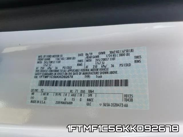 1FTMF1C56KKD92678 фото 2