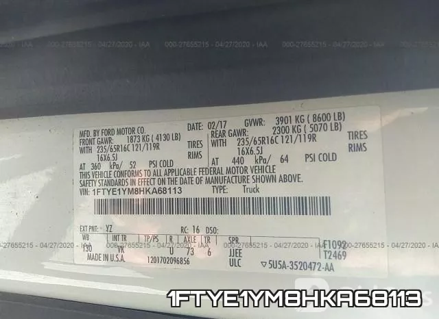 1FTYE1YM8HKA68113 фото 10