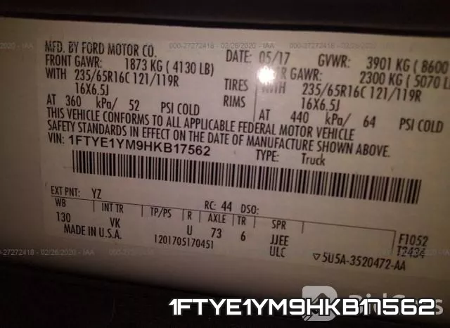 1FTYE1YM9HKB17562 фото 10