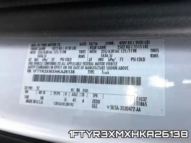 1FTYR3XMXHKA26138 фото 2