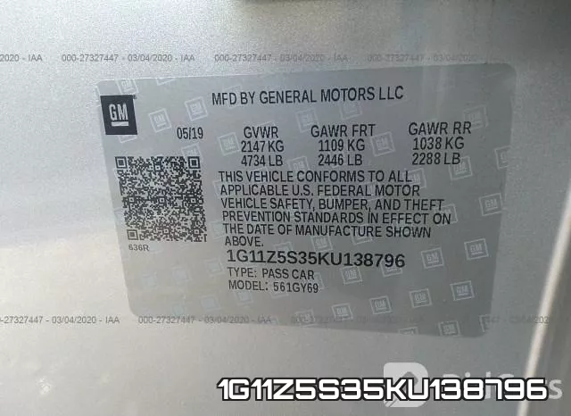 1G11Z5S35KU138796 фото 10
