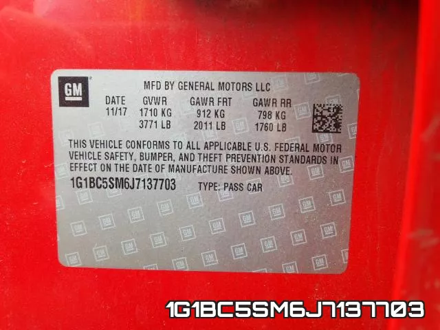 1G1BC5SM6J7137703 фото 2