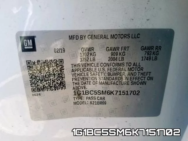 1G1BC5SM6K7151702 фото 2