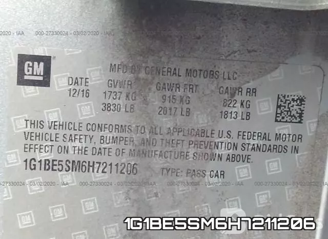 1G1BE5SM6H7211206 фото 10