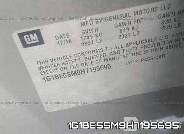 1G1BE5SM9H7195695 фото 10