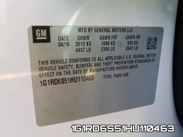 1G1RD6S51HU110463 фото 2