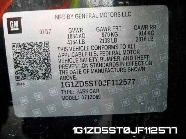 1G1ZD5ST0JF112577 фото 2